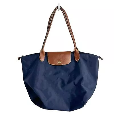 Longchamp Le Pliage Nylon Medium Shoulder Tote In Navy Blue • $35