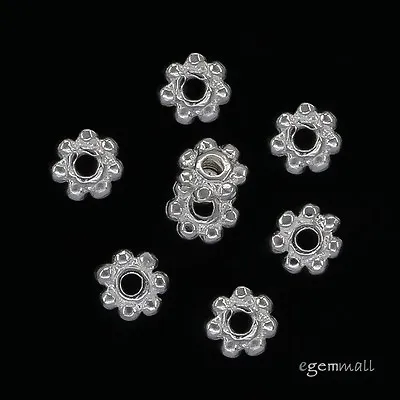 20 Sterling Silver Daisy Spacer Beads 4mm #97561 • $5.99