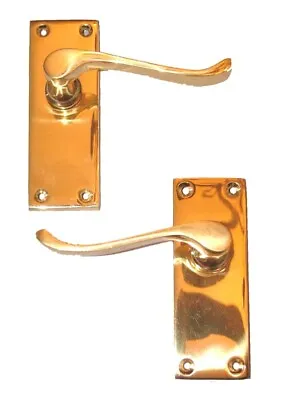 £15.95 • Buy Victorian Scroll Polished Brass Door Handles Without Keyhole (JV11PB)