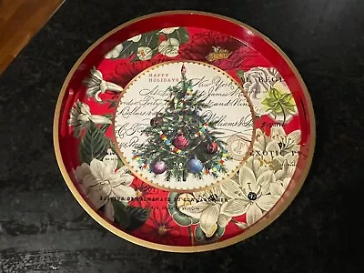 Michel Design Works Round Christmas Tray ~ 14”~ Holiday ~Lacquer ~VGUC • $28.95