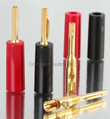 GOLD 4mm BANANA PLUGS Solder Screw Audio Connectors For Speaker Cable • £8.95