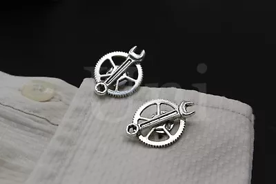 Custom Bronze Gear Tool Movement Cufflinks For Mechanical Construction Wrench • $12.99