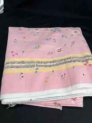 Fabric Traditions Musical Notes Song & Flowers On Pink Cotton 45  Wide X 4 Yrds • $38