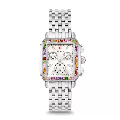 Michele Deco Soiree Gem Stones MOP Diamond Dial Stainless Steel MWW06A000802 • $1495