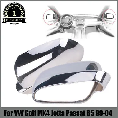 Pair Rearview Mirror Cover Caps Chrome For VW Golf MK4 Jetta Passat B5 1999-04 • $39.99