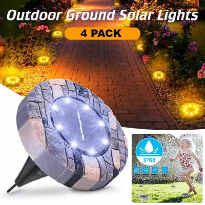 4 Pack LED Solar Power Ground Lights Lamp Outdoor Garden Floor Decking Lawn Path • £14.99