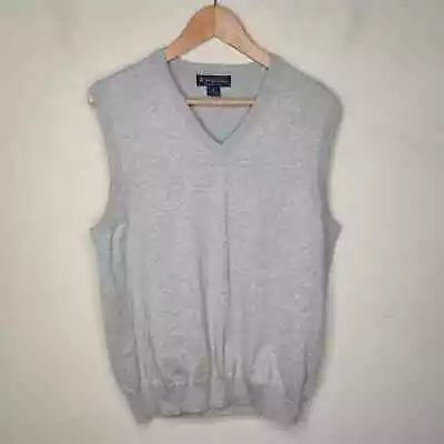Brooks Brothers Supima Cotton Sweater Vest Mens Size Medium Gray V Neck Pullover • $19.99