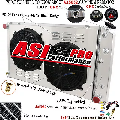 ASI 4 ROW Radiator Shroud Fan For 1970-1981 Chevy Camaro 1978-1987 Monte Carlo • $259