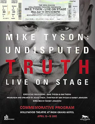 MIKE TYSON UNDISPUTED TRUTH LIVE ON STAGE On-site Commemorative Program + Ticket • $79.99