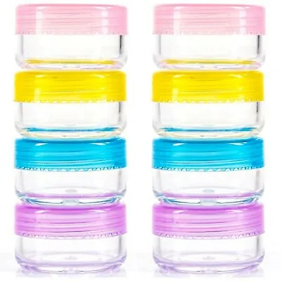£3.98 • Buy 8 TRAVEL SIZE PLASTIC TUBS Tiny Container Small Empty Pots Skincare Lip Balm Tub