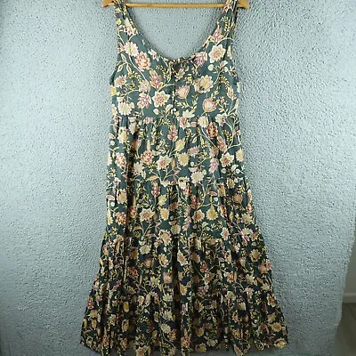 Auguste Womens Dress 8 Black Fit & Flare Maxi Sleeveless Floral Button Boho • $29.90
