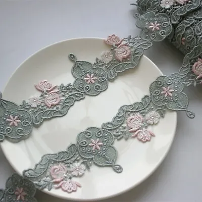 2Yards Vintage Venice Lace Trim Flowers Lace Fabric Sewing Dress Cloth DIY Craft • $5.99