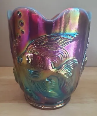 Fenton Plum Iridized Atlantis Koi Fish Verlys/ Vase • $379