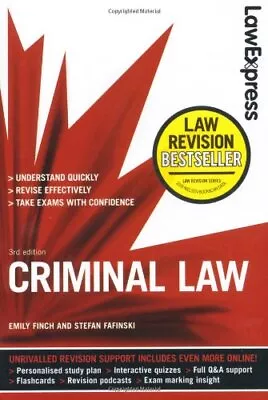 Law Express: Criminal Law (Revision Guide) By Fafinski Stefan Paperback Book • £11.99