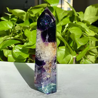 318G Natural Fluorite Crystal Column Magic Wand Obelisk Point Earth Healing • $4.55