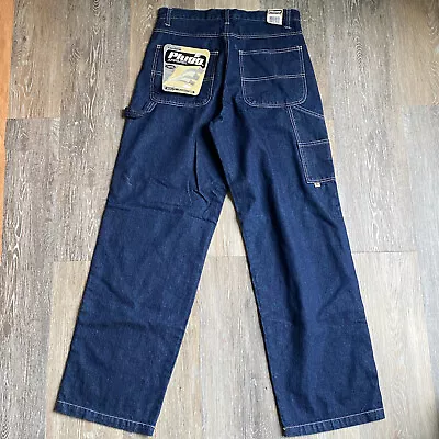 Plugg Y2K Denim Jeans 30 X 32  Deadstock Skater Carpenter Wide Leg Vintage Blue • $52.50