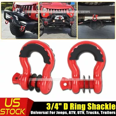 2pcs 3/4  D-Ring Shackle Towing Chain Bow Buckle 4.75t For OFF-ROAD JEEP ATV UTV • $26.99