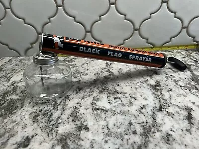 Vintage 1940’s Black Flag Pump Sprayer With Glass Container And  Wood Handle • $60