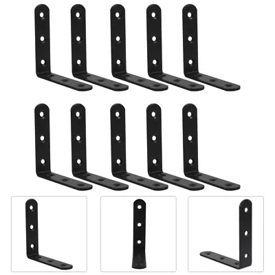  10 Pcs Metal Brackets Stainless Steel Black Right Angle Corner Code Wood Chair • £14.65