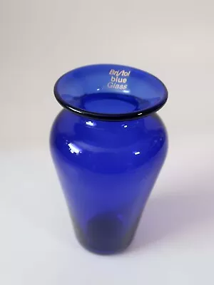Vintage Signed Hand Blown BRISTOL Glass Cobalt Blue Vase • $19