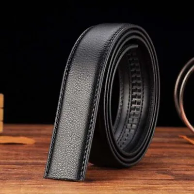 Luxury Men's Leather Belt Automatic Belt Ratchet Strap Replace Strap No Buckle • £5.79