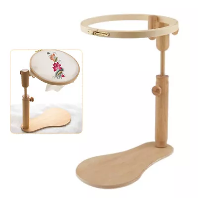 Cross Stitch Rack Desktop Embroidery Lap Stand Wood Holder Frame Hoop Adjustable • $33