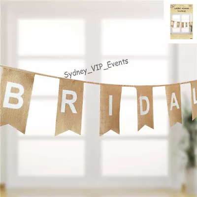 Bridal Shower Bunting Hessian Burlap Party Hanging Vintage Shabby Chic Banner • $4.75