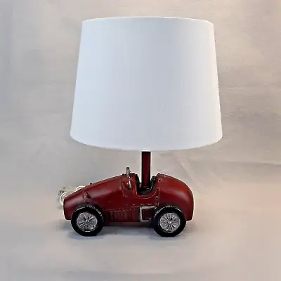 Boys Bedroom Table Lamp  Retro Red Race Car Electric Grand Prix Racer Works • $44.95