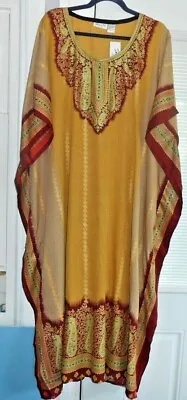  New Sante Muu Mumu 2x 3x Kaftan Caftan House Dress Gold Beige Burgundy Lt Green • $21.99