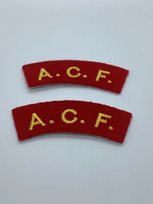 £6.99 • Buy Genuine British Issue ACF Army Cadet Force Red Cloth Shoulder Titles Pair New