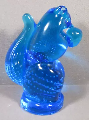 Art Glass Cobalt Blue Squirrel With Acorn 6  Tall Bubbles 2 Lb • $17.77