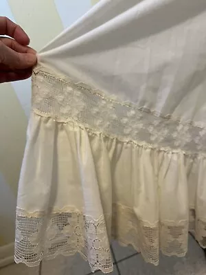 VTG Flair Lingerie Half Slip Petticoat L Cotton Floral Lace Ruffle Union USA • $28