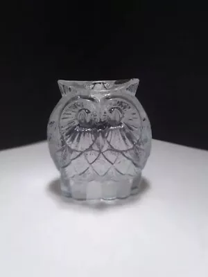 Vintage Petite Embossed Clear Glass Owl Mini Taper Candleholder Poland • $12