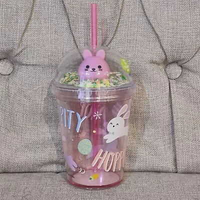 Pink Bunny Light Up Tumbler Cup With Straw NWT Easter Confetti  • £21.23