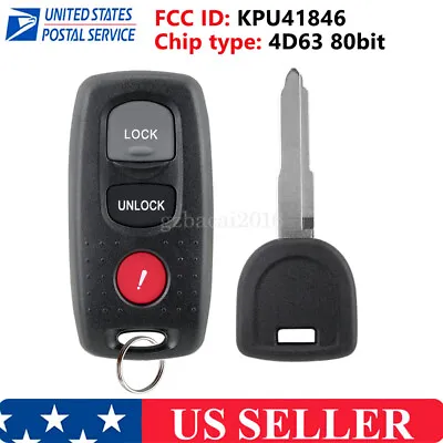 For 2004 2005 2006 Mazda 3 Remote Control Fob KPU41846 + Chipped Key 4D63 80 Bit • $16.79