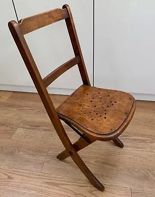 Antique Edwardian English Child's Small Folding Wooden Chair - School Or Desk • £80