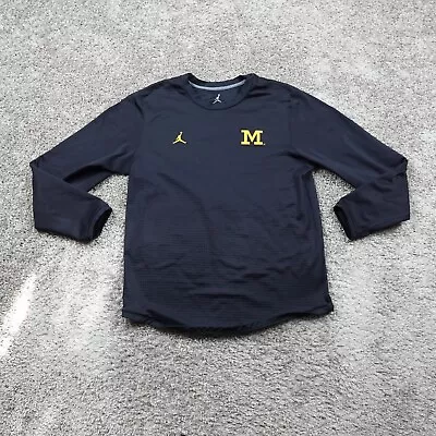 Michigan Wolverines Shirt Mens Large Blue Jumpman Embroidered Logo Jordan • $28.87