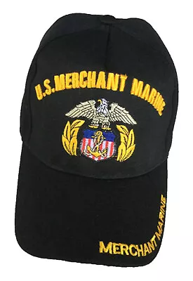 US Merchant Marine Emblem Merchant Marine On Bill Black Hat • $11.79