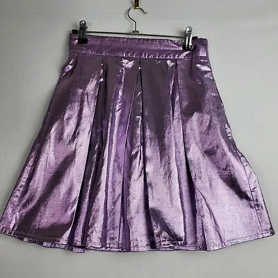 Markus Lupfer A-Line Skirt Women's Small Metallic Purple Pleated Party Designer • $75