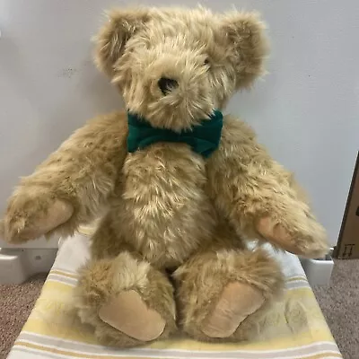 Genuine Large Jointed Vermont Teddy Bear With Bow Tie Honey Brown Color- Nice • $30