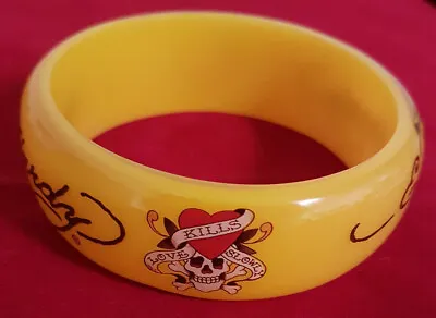 Ed Hardy Love Kills Slowly Bangle/Bracelet. Skull And Tiger. Amber Yellow. 4  • $12.34