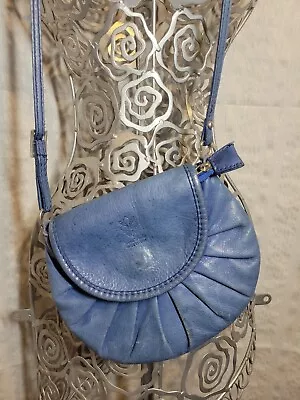 Vintage Vera Pelle Blue Leather Mini Cross Body Bag Flap Cinched  • $18