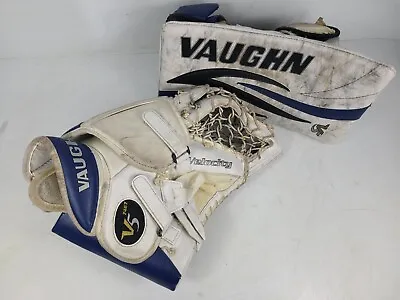 Vaughn V5 Velocity 7467 Ice Hockey Goalie Blocker And Glove Blue White • $304.97