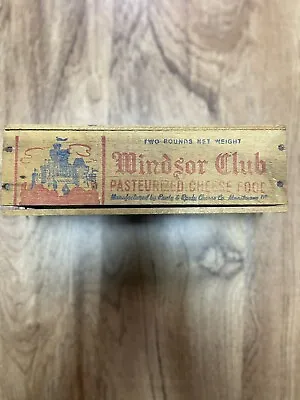 Vintage Wood Cheese Box 2lb Windsor Club American Cheese Manitowoc Wisconsin • $20.50