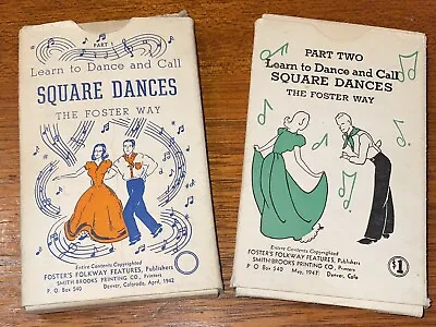 Vintage Rare Square Dance Cards Part 1 & 2 The Foster Way 1942 & 1947 Folkways • $42