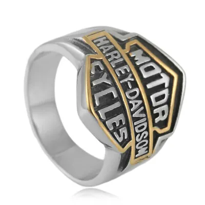 Mens Motorcycle Club Biker Punk Ring Silver Stainless Steel Size 7-13 • $9.99