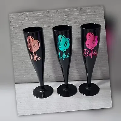 Personalised  Champagne Flute Black 18th 21st 30th 40th Birthday Gift  • £3.50