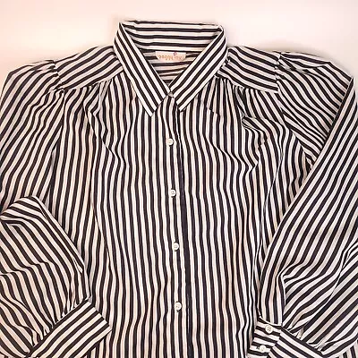 Vintage Womens Shirt Long Sleeve 70s 80s Carnival Beetlejuice Secretary Blouse • $34