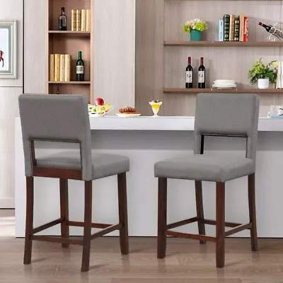 2 Bar Stools Dining Chair Breakfast Bar Stool Kitchen Itzcominghome Wood Fabric • £112.94