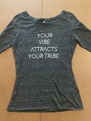 Your Vibe Attracts Your Tribe Graphic District Made Long Sleeve Shirt Slim Fit S • $12.21